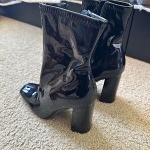 Black Patent Leather Ankle Boots